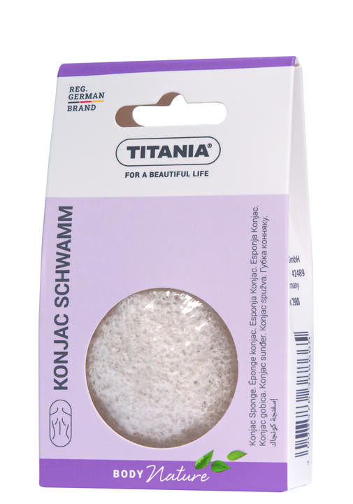 Titania - კონჯაკის სახის დასაბანი სპონჟი, ნატურალური ფერის, ნორმალური და მშრალი კანისთვის